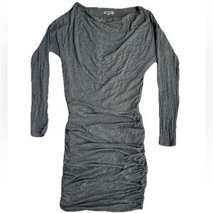 Athleta Heather grey t-shirt material long sleeve midi dress women’s XS ruched